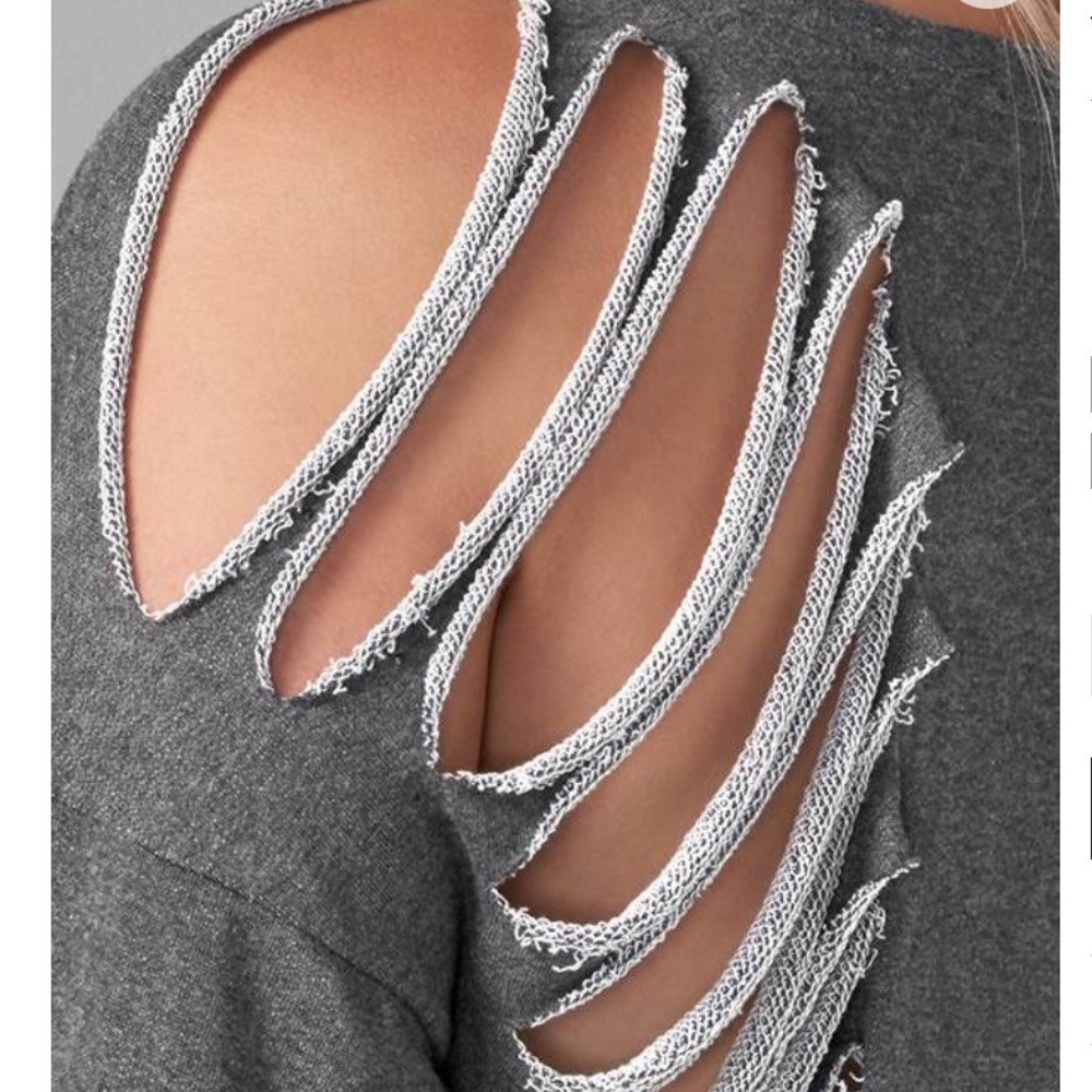 Long Sleeves unique Detail Sweatshirt size XS ( it’s roomy) Gray color NWT - Picture 5 of 6